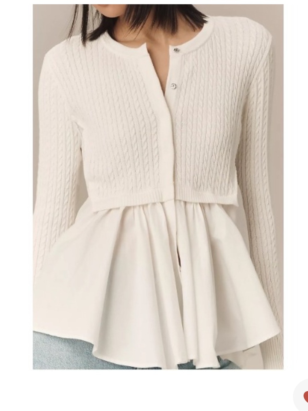 By Anthropologie Twofer Cable Cardigan Sweater Top Large